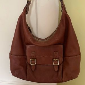 Fossil Vintage Brown Leather Handbag Hobo Purse Shoulder Bag
